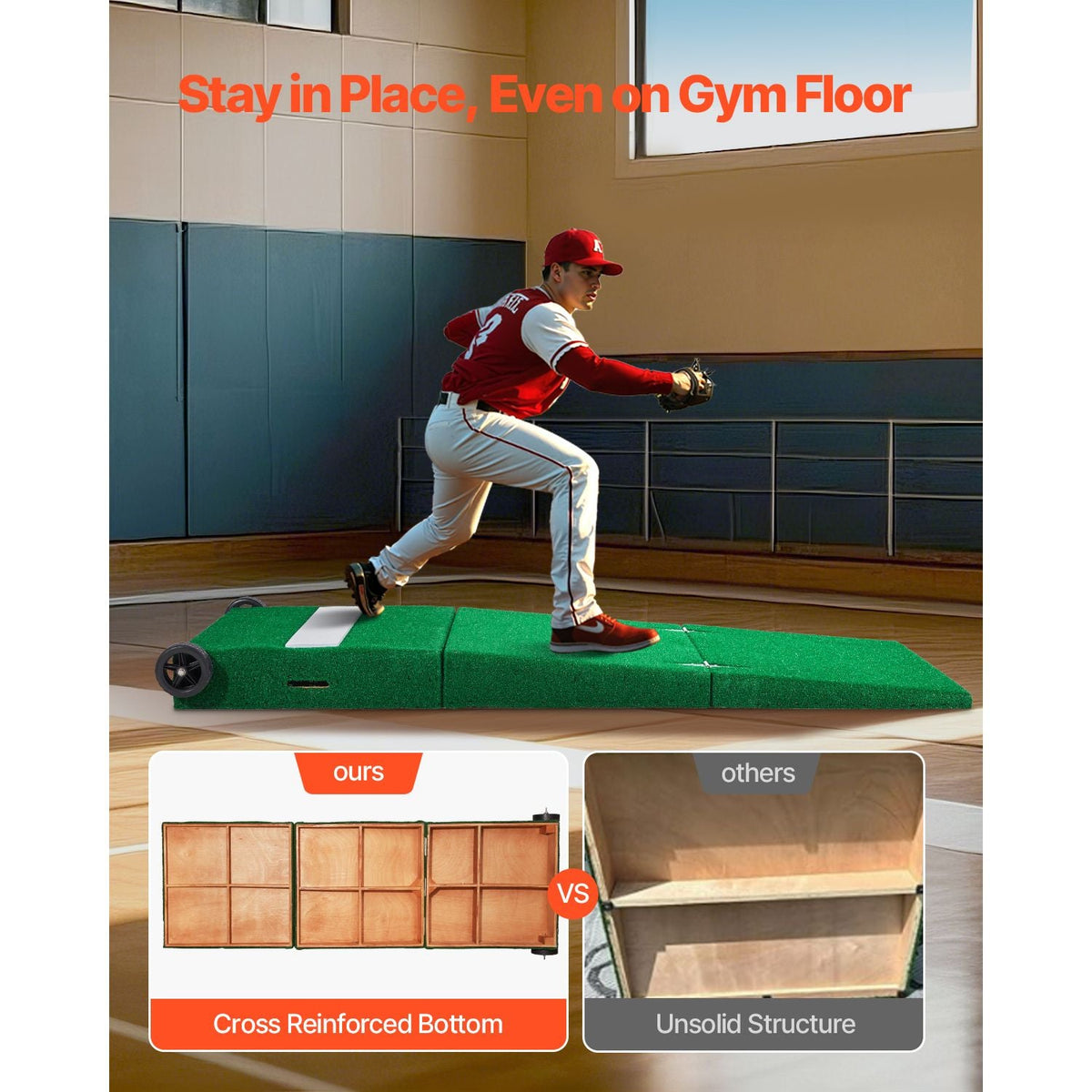 Pitching Mound, Portable Baseball Pitcher's Mound, 90 in IIndoor Outdoor Pitching Practice and Training Equipment, Softball Pitching Aids with Antifade Turf, Pitching Rubber, Carry Handles