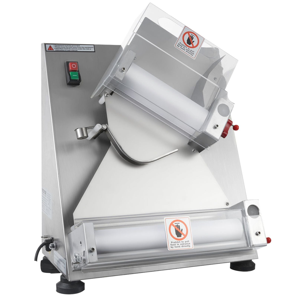 Pizza Dough Roller Sheeter, 3-12 Inch Automatic Commercial Pizza Press, 370W Electric 260 Per Hour Dough Roller, Stainless Steel Adjustable Thickness Dough Machine, for Pasta Maker Equipment
