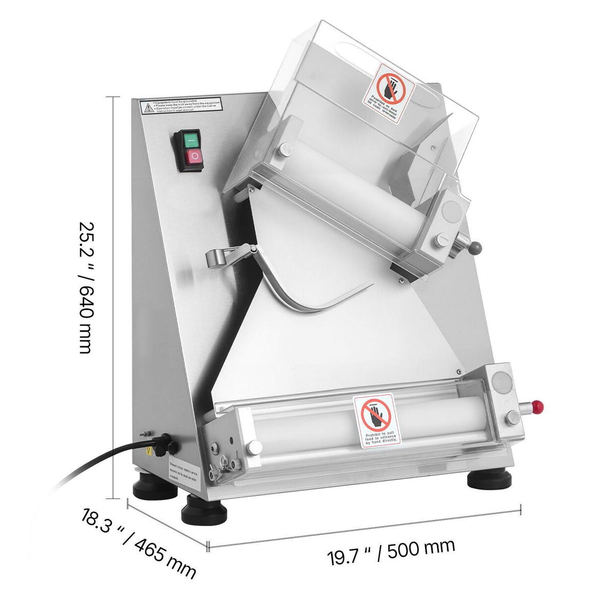Pizza Dough Roller Sheeter, 3-14 Inch Automatic Stainless Steel Pizza Press, Commercial Electric 370W Pasta Maker Machine, 260 pcs Per Hour, Adjustable Thickness, with Dough Press Lid