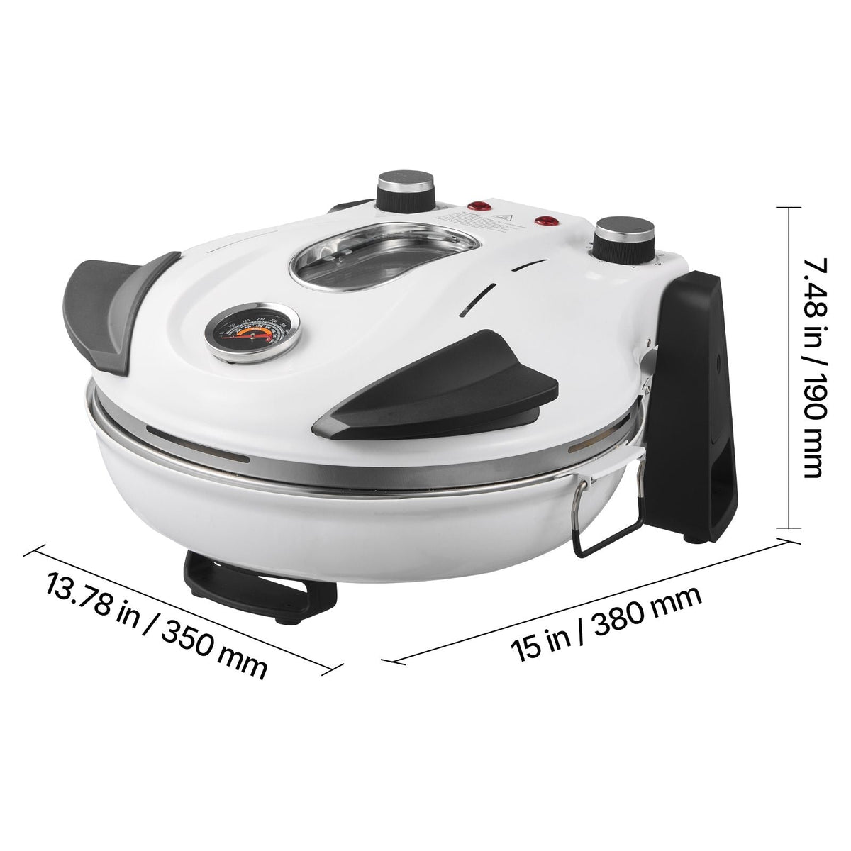 Pizza Oven, 12 in Electric Pizza Maker, 1200W Electric Pizzas Cooker with Cordierite Stone, 5-Mode Temperature Control, Viewing Window for Precise Cooking, Heats up to 788 ˚F, for Home (White)