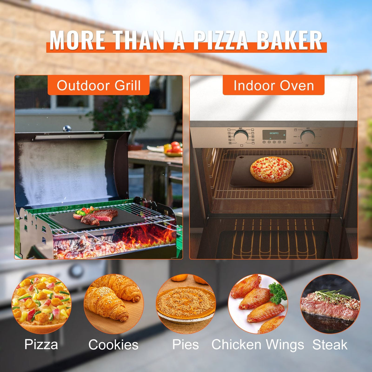 Pizza Steel, 16" x 14.5" x 1/4" Pizza Steel Plate for Oven, Pre-Seasoned Carbon Steel Pizza Baking Stone with 20X Higher Conductivity, Heavy Duty Pizza Pan for Outdoor Grill, Indoor Oven