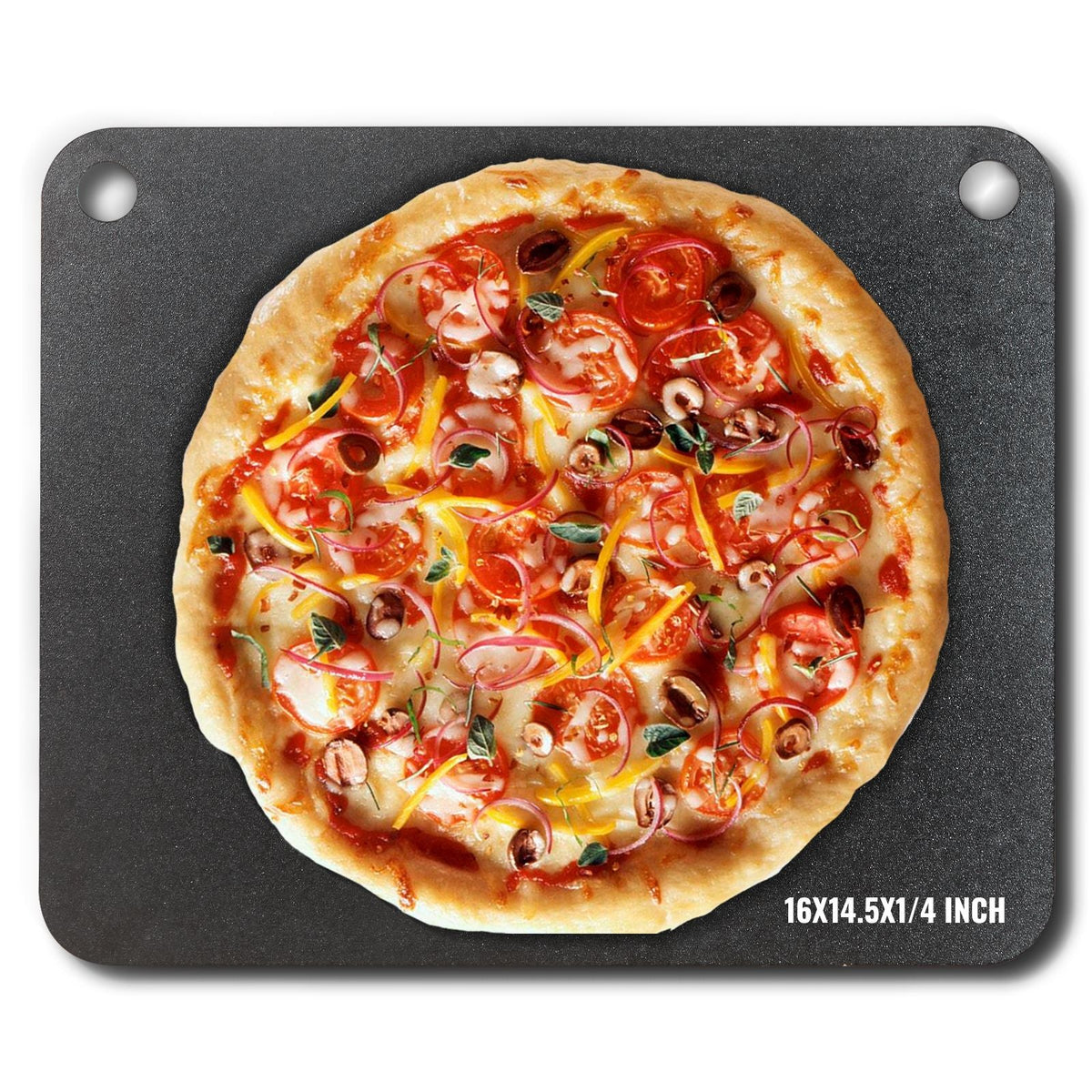 Pizza Steel, 16" x 14.5" x 1/4" Pizza Steel Plate for Oven, Pre-Seasoned Carbon Steel Pizza Baking Stone with 20X Higher Conductivity, Heavy Duty Pizza Pan for Outdoor Grill, Indoor Oven