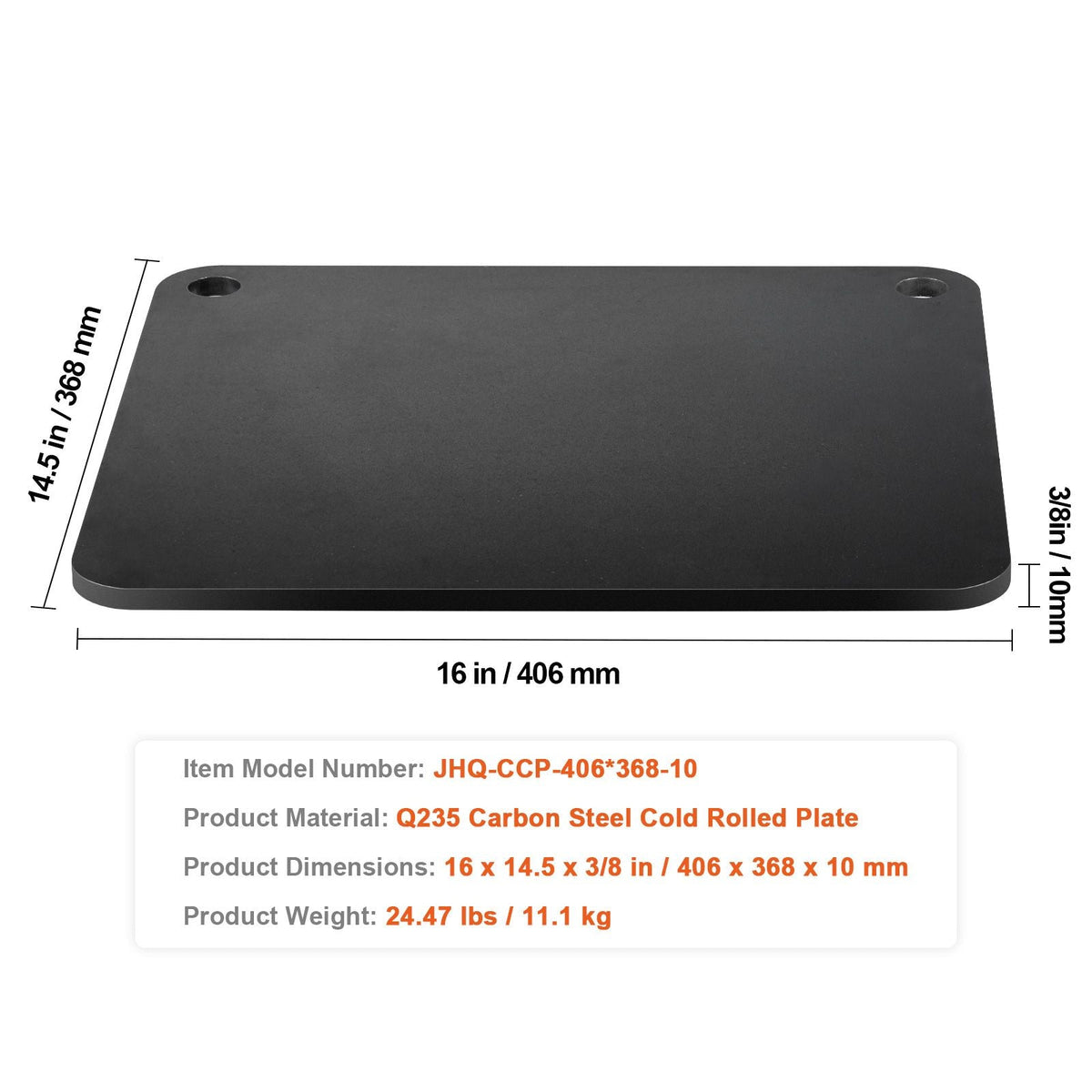 Pizza Steel, 16" x 14.5" x 3/8" Pizza Steel Plate for Oven, Pre-Seasoned Carbon Steel Pizza Baking Stone with 20X Higher Conductivity, Heavy Duty Pizza Pan for Outdoor Grill, Indoor Oven