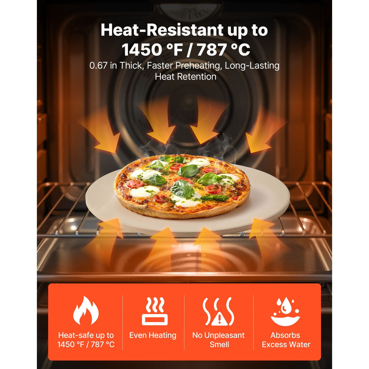 Pizza Stone, 15 in Round Pizza Stone, 0.67 in Large Cordierite Baking-Stone with Metal Peel, Scrape, 1450Fahrenheit Heat-Resistant Cooking Stones, for Kitchen Oven, Baking Pizzas, BBQ Grilling