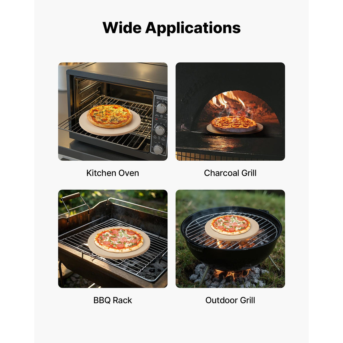 Pizza Stone, 15 in Round Pizza Stone, 0.67 in Large Cordierite Baking-Stone with Metal Peel, Scrape, 1450Fahrenheit Heat-Resistant Cooking Stones, for Kitchen Oven, Baking Pizzas, BBQ Grilling