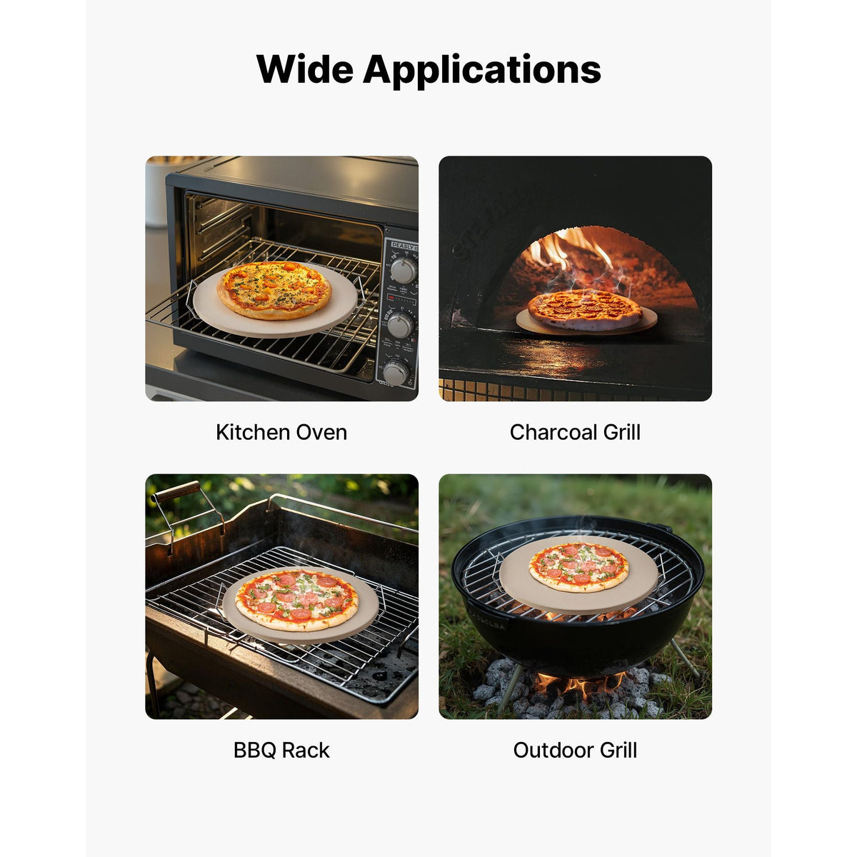 Pizza Stone, 16 in Round Pizza Stone, 0.67" Thick Extra Large Baking-Stone with Rack Stand, 1450 Fahrenheit Heat-Resistant Cooking Stones, for Kitchen Oven, Baking Pizzas, BBQ Grill