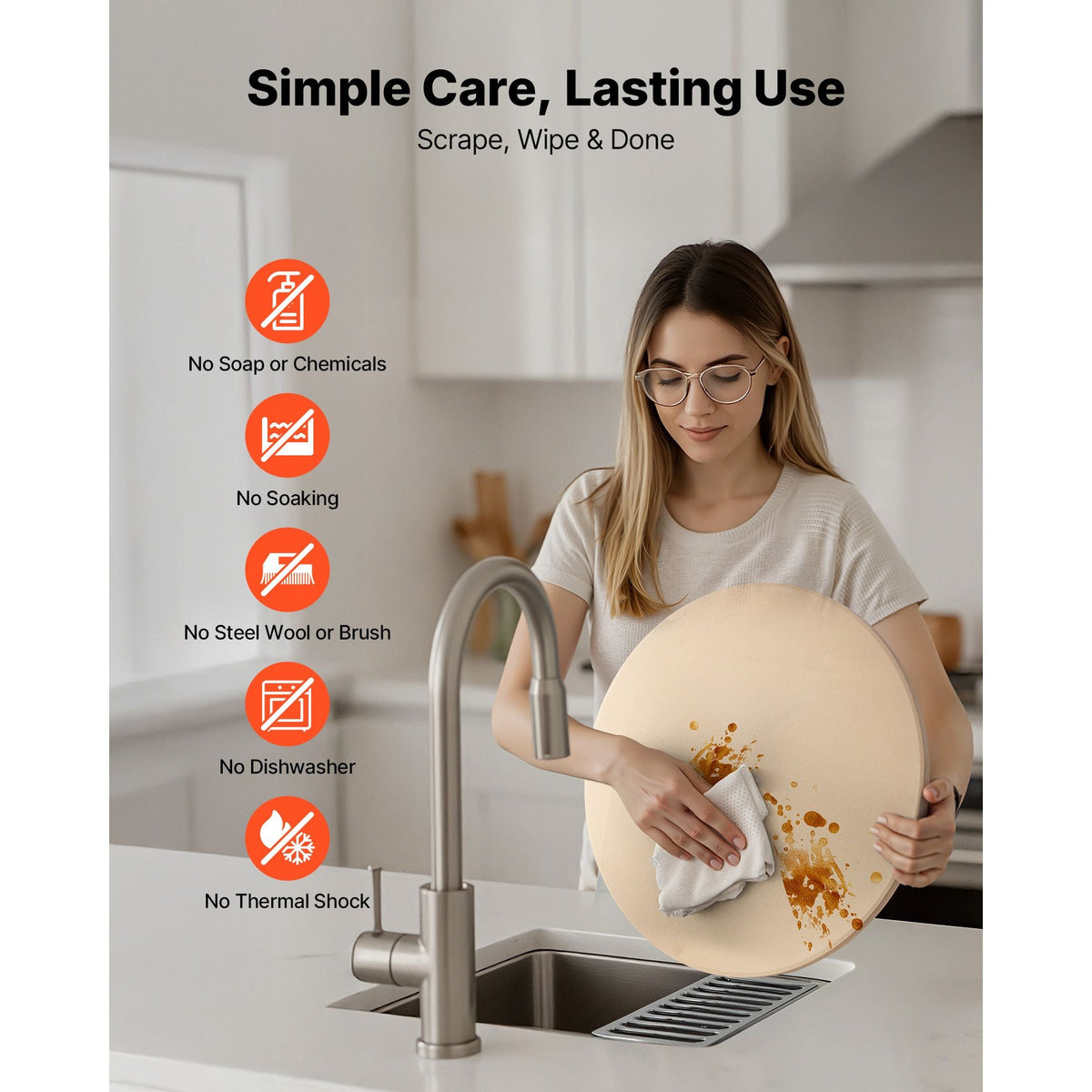 Pizza Stone, 16 in Round Pizza Stone, 0.67" Thick Extra Large Baking-Stone with Rack Stand, 1450 Fahrenheit Heat-Resistant Cooking Stones, for Kitchen Oven, Baking Pizzas, BBQ Grill