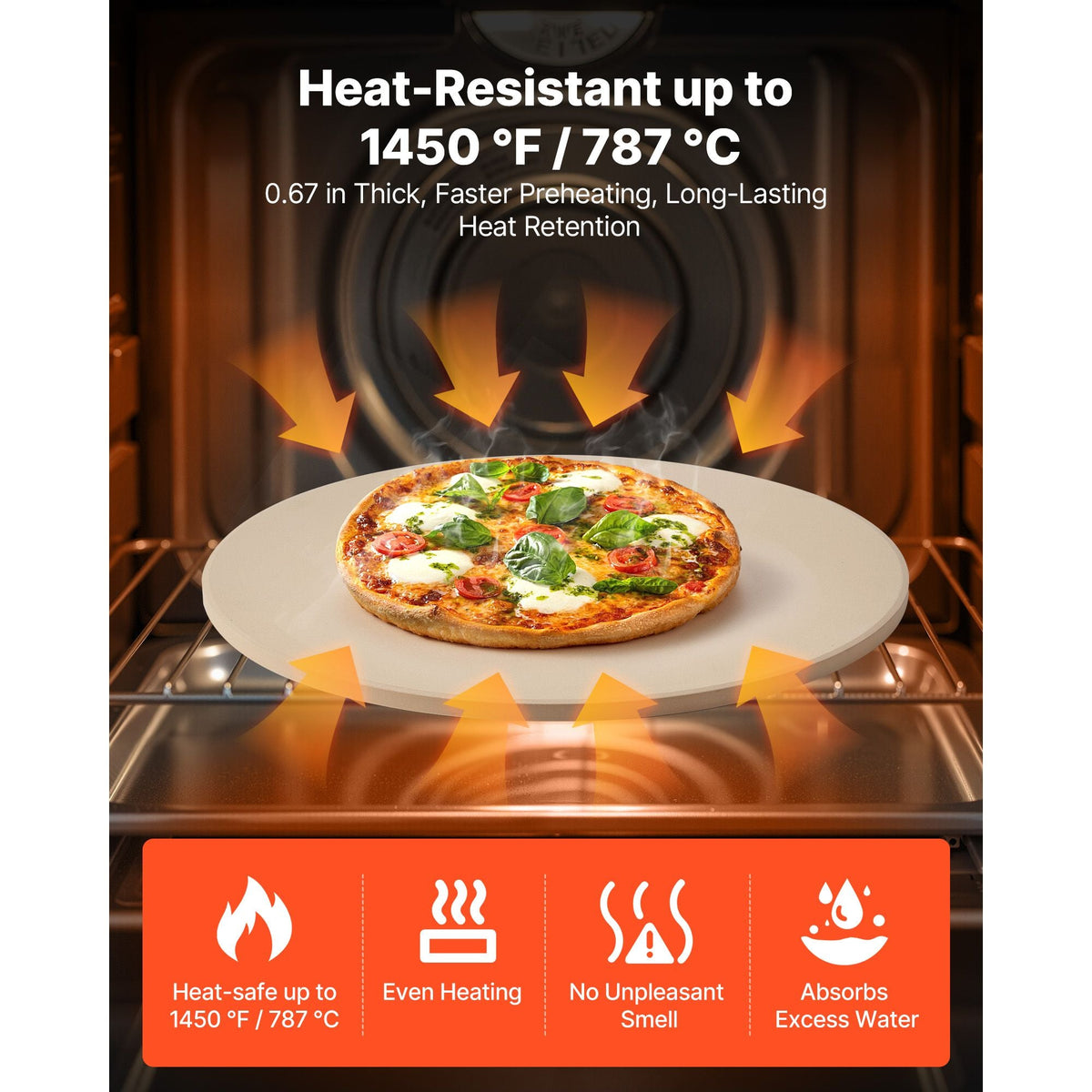 Pizza Stone, 16 in Round Pizza Stone, 0.67" Thick Extra Large Baking-Stone with Rack Stand, 1450 Fahrenheit Heat-Resistant Cooking Stones, for Kitchen Oven, Baking Pizzas, BBQ Grill