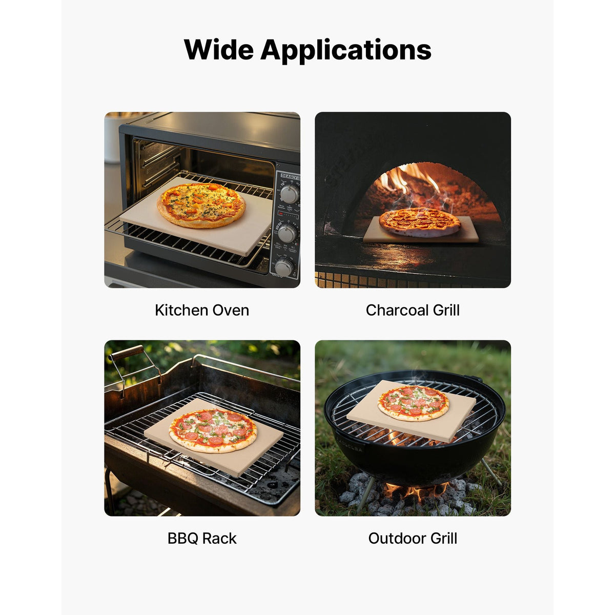 Pizza Stone, 16 x 14 x 0.6 Inch Rectangular Cordierite Pizza Stone, Large Baking-Stone with Scraper, 1450Fahrenheit Heat-Resistant Cordierite Cooking Stones for Kitchen Bake Oven, BBQ Grilling