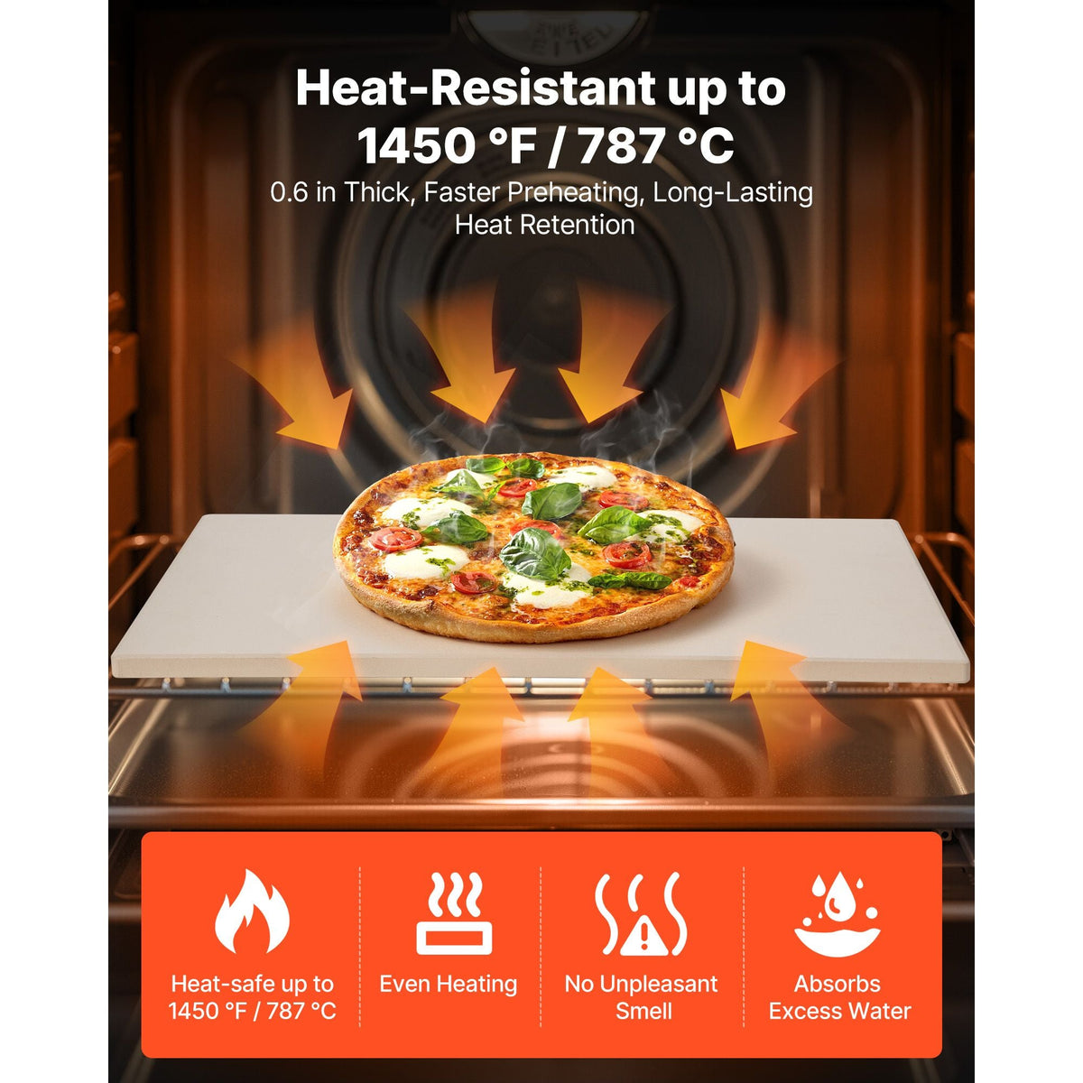 Pizza Stone, 20 x 14 x 0.6 in Rectangular Cordierite Pizza Stone, 1450Fahrenheit Heat-Resistant Cook Stone, Extra Large Baking-Stone with Metal Peel, Scraper, for Kitchen Bake Oven, BBQ Grill