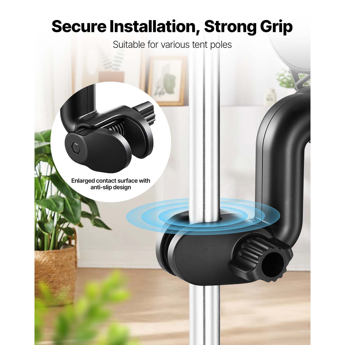 Plant Fan, Grow Tent Clip On Fan Rechargeable, USB Port with 9 Speeds & Circulation Mode, Smart Control, Powerful Oscillating, Long Runtime for Hydroponics Circulation Cooling, Black, 1 Pack