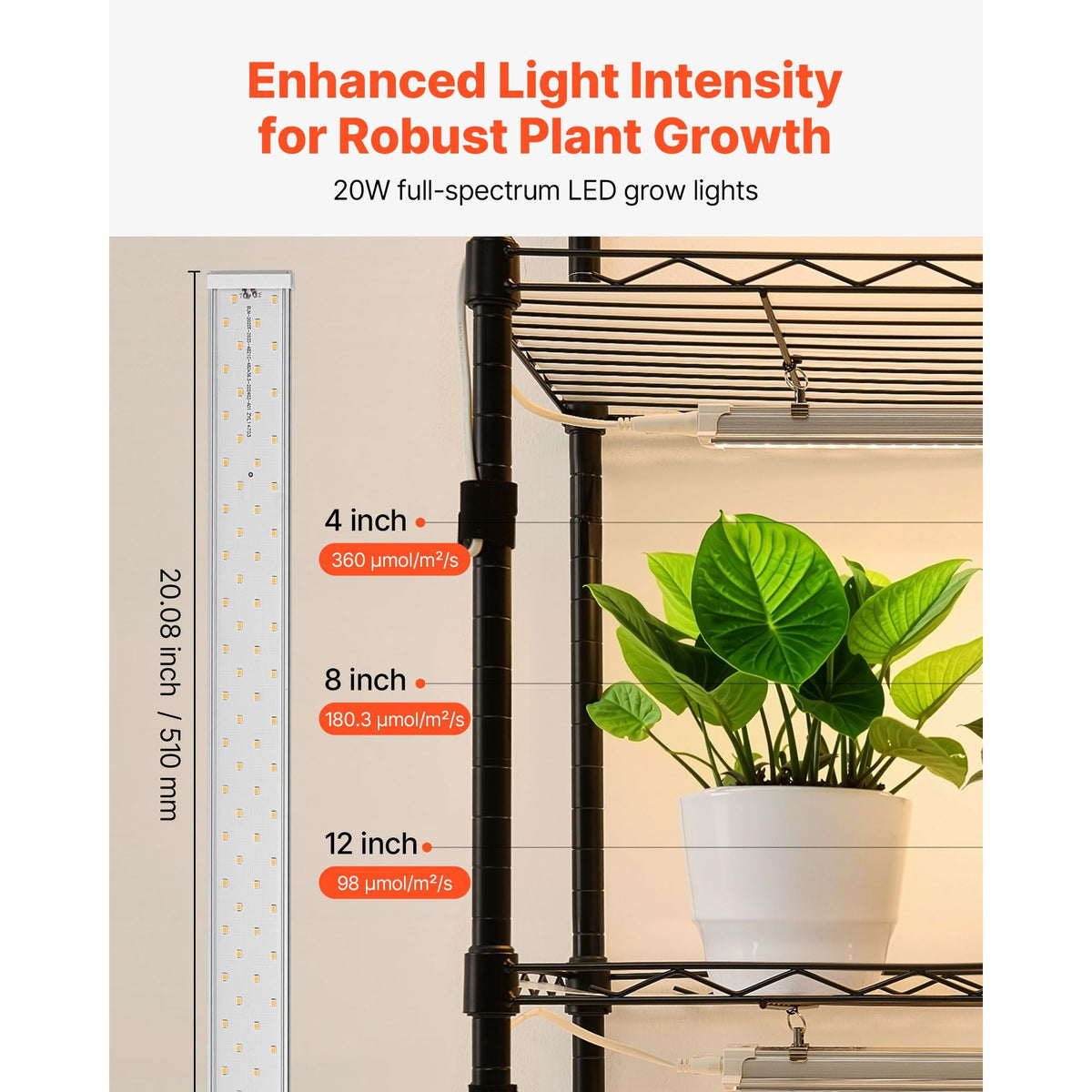 Plant Shelf with Grow Light, 6-Tier Double-Row Plant Stand, 71in Tall Indoor Plants Display Rack with Wheels & Timer, 200W Full Spectrum Grow Lights, Metal Flower Pot Holder for Seed Starting