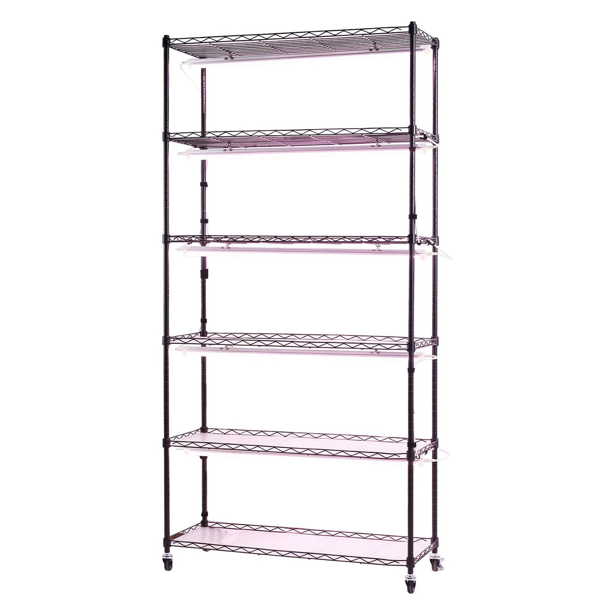 Plant Shelf with Grow Light, 6-Tier Indoor Plant Stand, 71in Tall Indoor Plants Display Rack with Wheels & Timer, 150W 3800K Full Spectrum Grow Lights, Metal Flower Pot Holder for Seed Starting