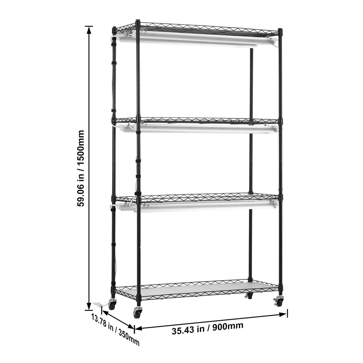 Plant Stand with Grow Light, 4 Tiers Plant Shelf with 3000K 180W LED Full Spectrum Light for Indoor Plants, Grow Light Shelf with Timer for Seed Starting 35.4" L x 13.8" W x 59.1" H