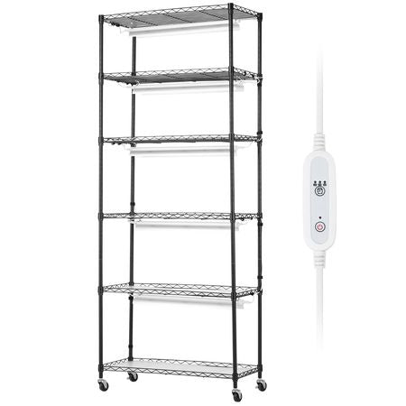 Plant Stand with Grow Light, 6-Tier Large Tall Plant Shelf with 150W Full Spectrum Grow Light, 3 Mode LED Plant Light with Timer and Wheel for Seed Starting 29.5" L x 13.8" W x 70.9" H