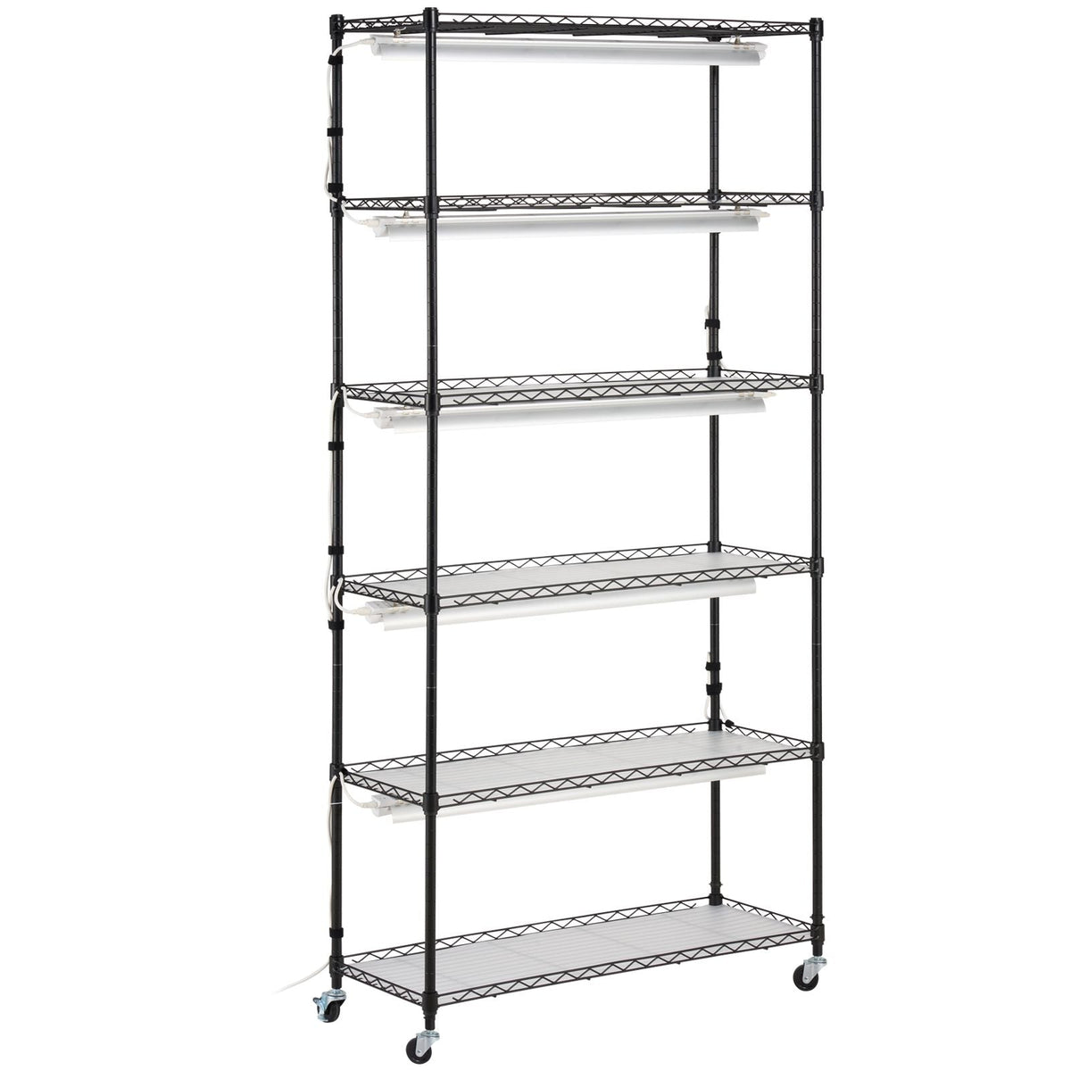 Plant Stand with Grow Light, 6-Tier Large Tall Plant Shelf with 150W Full Spectrum Grow Light, Indoor LED Plant Light with Timer and Wheel for Seed Starting 35.4" L x 13.8" W x 70.9" H