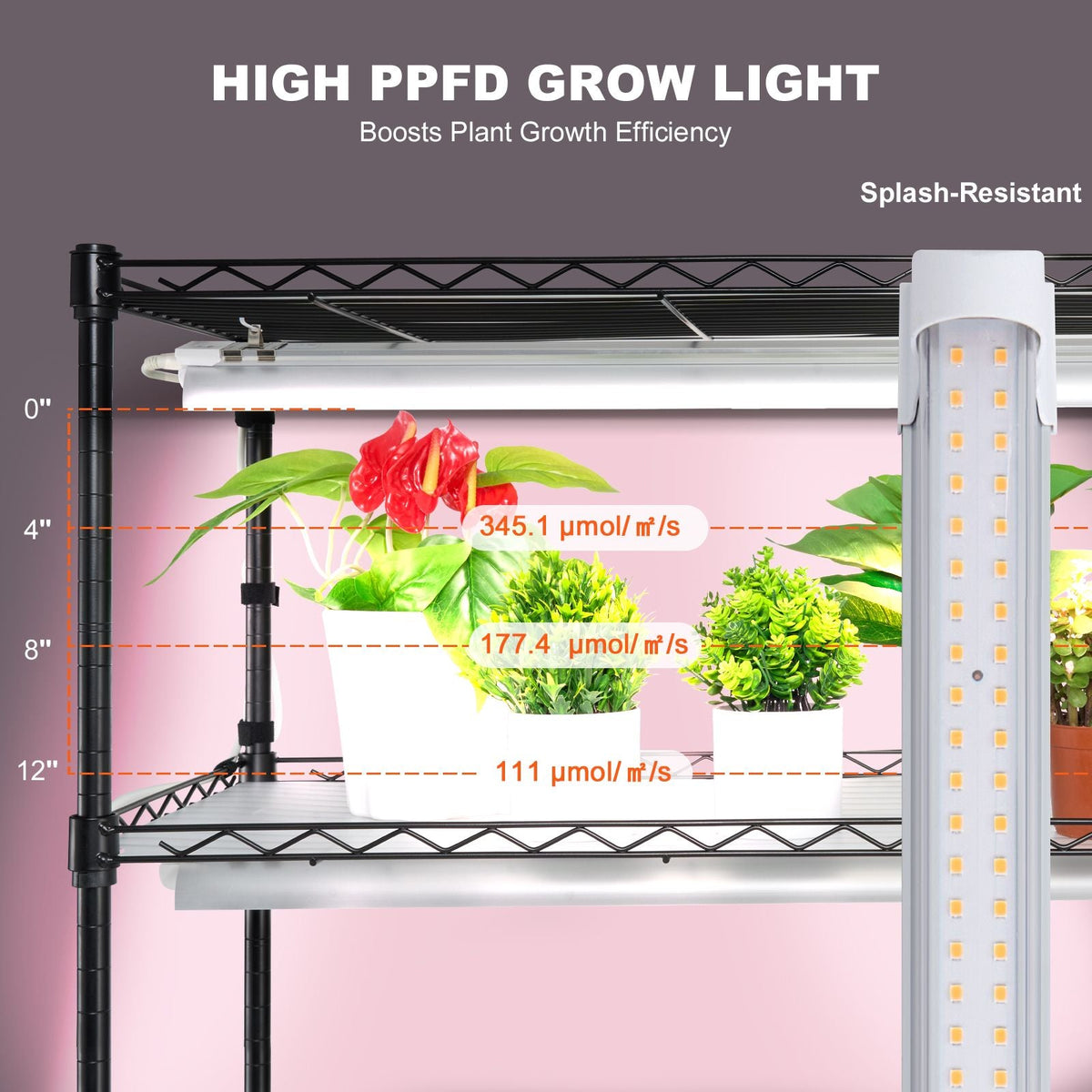 Plant Stand with Grow Light, 6-Tier Large Tall Plant Shelf with 150W Full Spectrum Grow Light, Indoor LED Plant Light with Timer and Wheel for Seed Starting 35.4" L x 13.8" W x 70.9" H