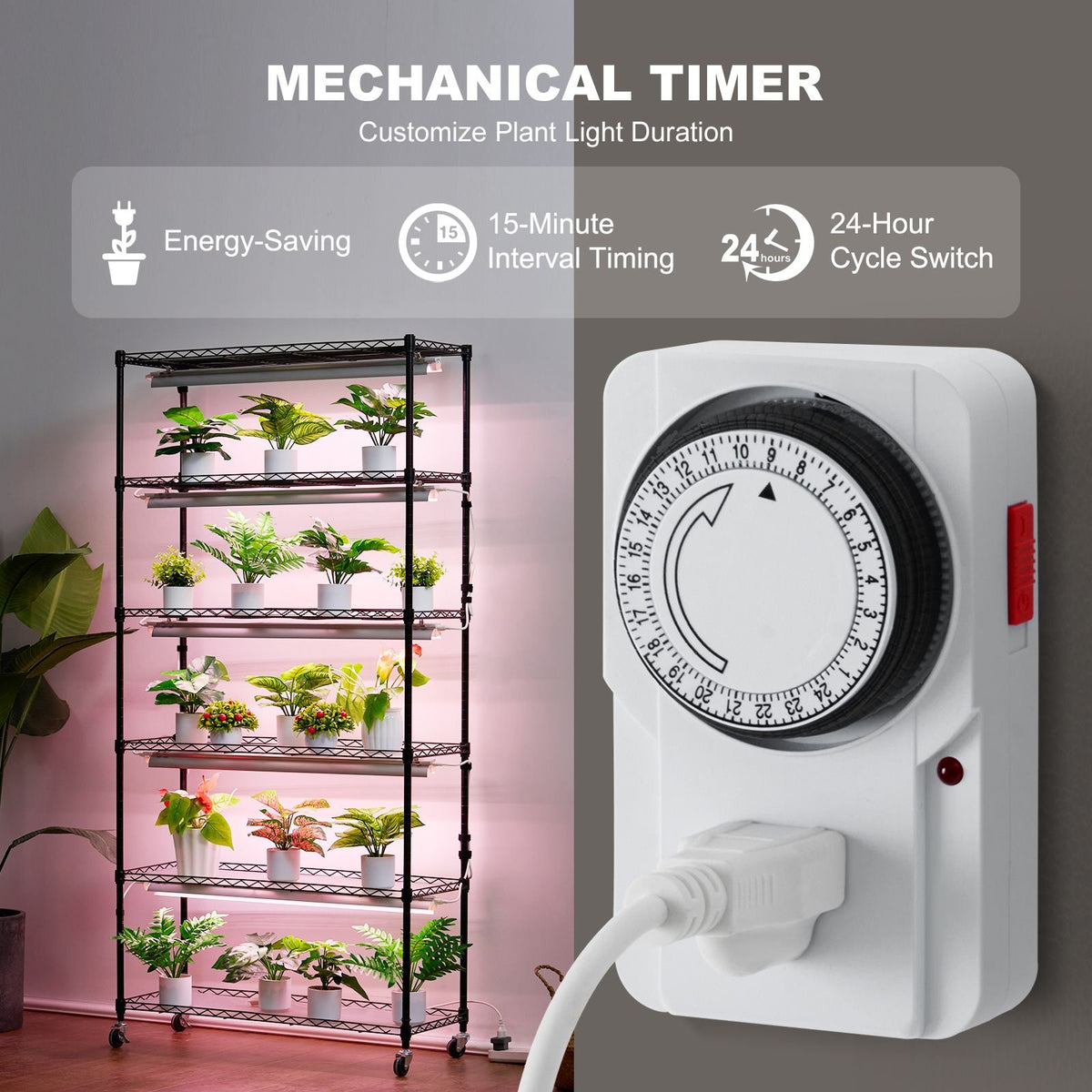 Plant Stand with Grow Light, 6-Tier Large Tall Plant Shelf with 150W Full Spectrum Grow Light, Indoor LED Plant Light with Timer and Wheel for Seed Starting 35.4" L x 13.8" W x 70.9" H