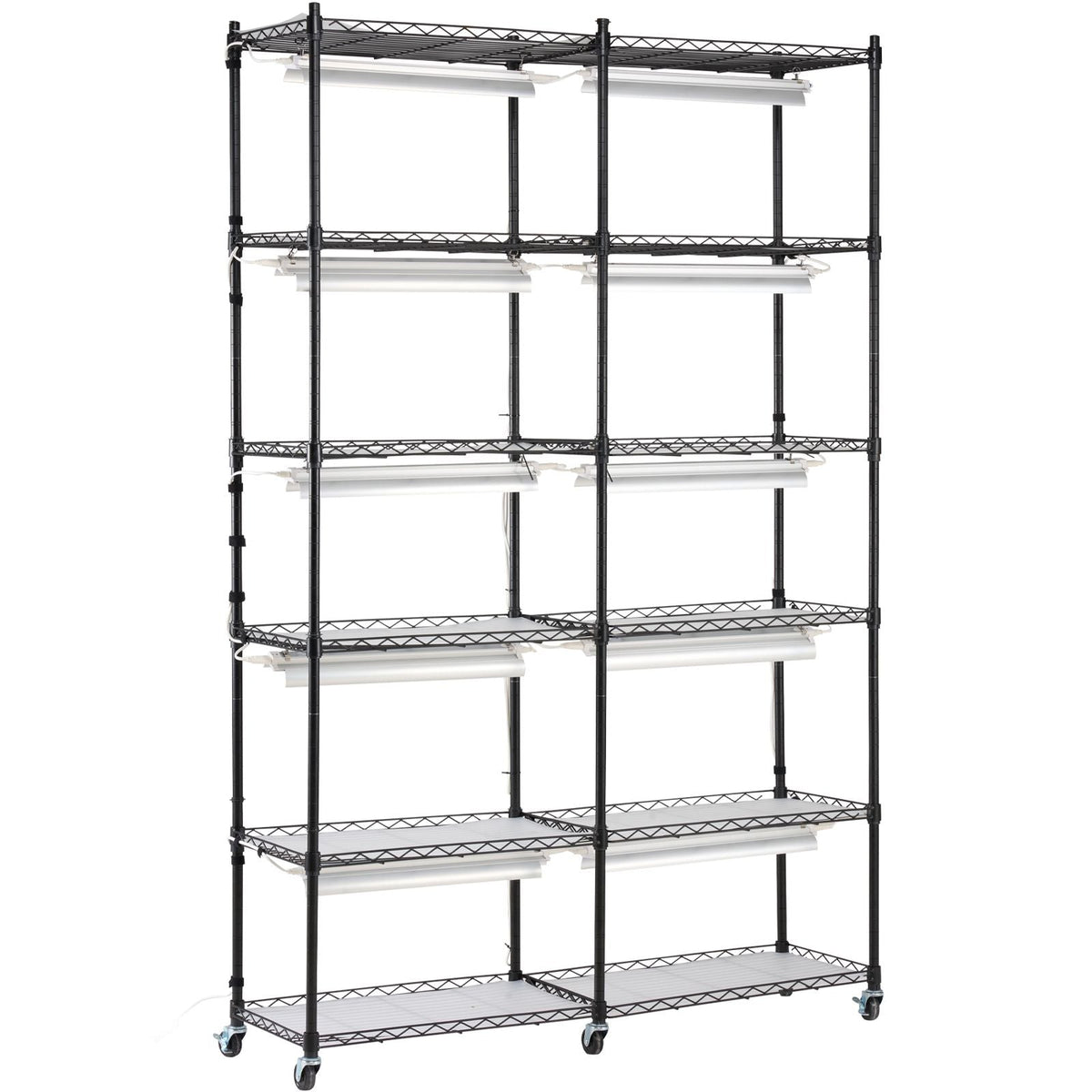Plant Stand with Grow Light, 6-Tier Large Tall Plant Shelf with 3000K 200W Full Spectrum Grow Light, Indoor Grow Light Shelf with Timer and Wheel for Seed Starting 47.2" L x 13.8" W x 70.8" H
