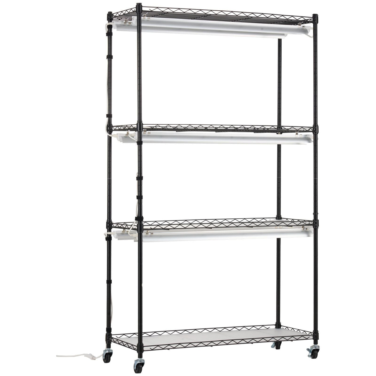 Plant Stand with Grow Light, Grow Light Shelf with Cover and Thermometer, 4 Tiers 180W Plant Shelf with Grow Light, Full Spectrum Light Mini Greenhouse Plant Stand with Timer for Seed Starting