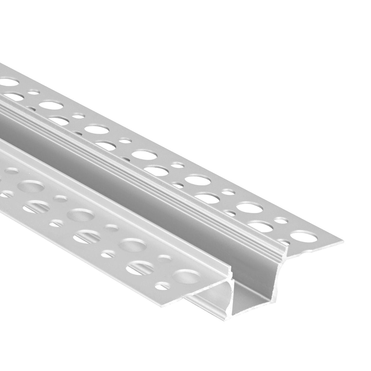 Plaster-in LED Aluminum Channel, 10-Pack 6.6 ft/2M, Trimless Recessed Drywall LED Strip Diffuser Channel, with Milky Cover, End Caps and Mounting Clips, Aluminum Profile, for Wall and Ceiling