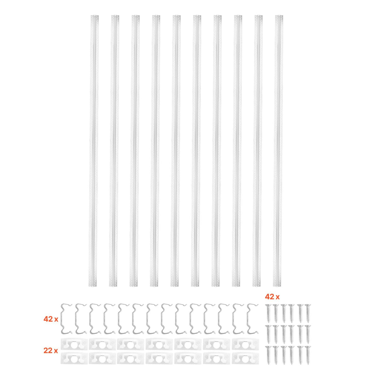 Plaster-in LED Aluminum Channel, 10-Pack 6.6 ft/2M, Trimless Recessed Drywall LED Strip Diffuser Channel, with Milky Cover, End Caps and Mounting Clips, Aluminum Profile, for Wall and Ceiling