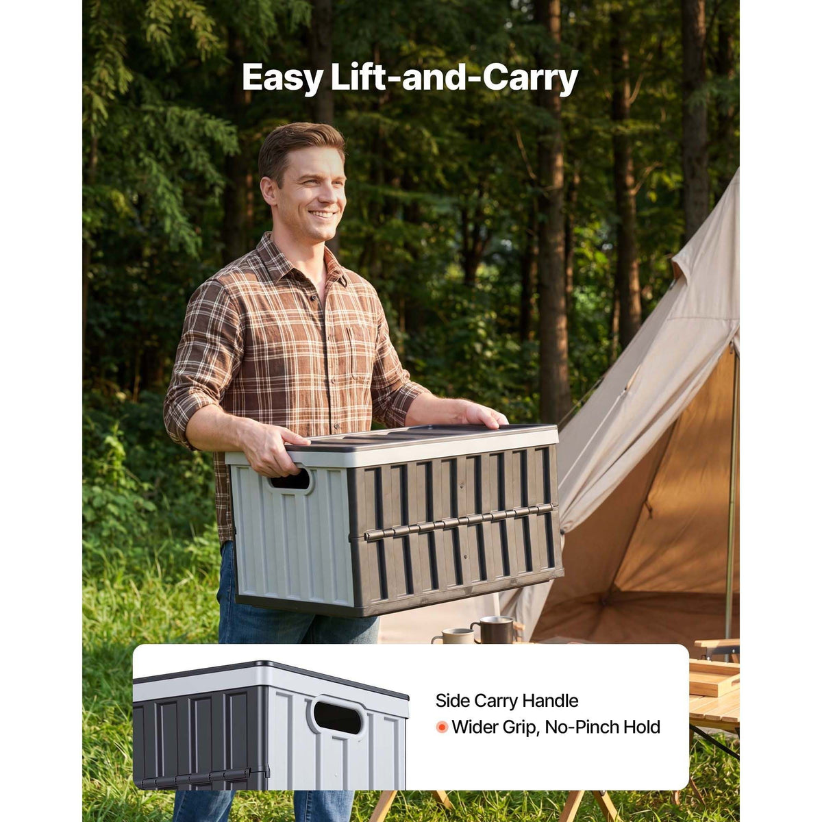 Plastic Collapsible Storage Bins with Lids, 65L 2 Packs, Stackable Folding Storage Crates with Handles, Holds 84 lbs Per Bin, Heavy Duty Containers, Space-Saving Baskets, for Home Organizing