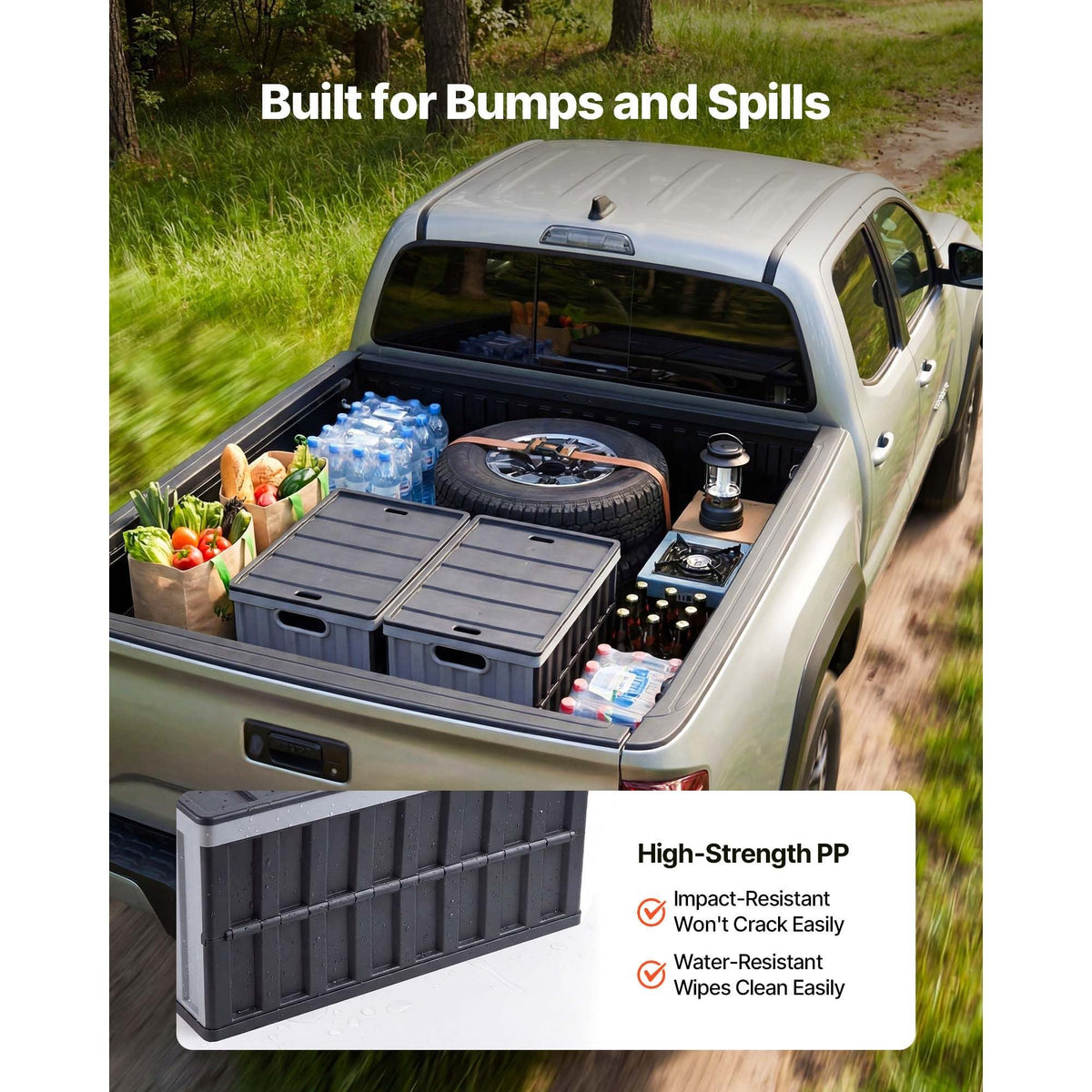 Plastic Collapsible Storage Bins with Lids, 65L 2 Packs, Stackable Folding Storage Crates with Handles, Holds 84 lbs Per Bin, Heavy Duty Containers, Space-Saving Baskets, for Home Organizing