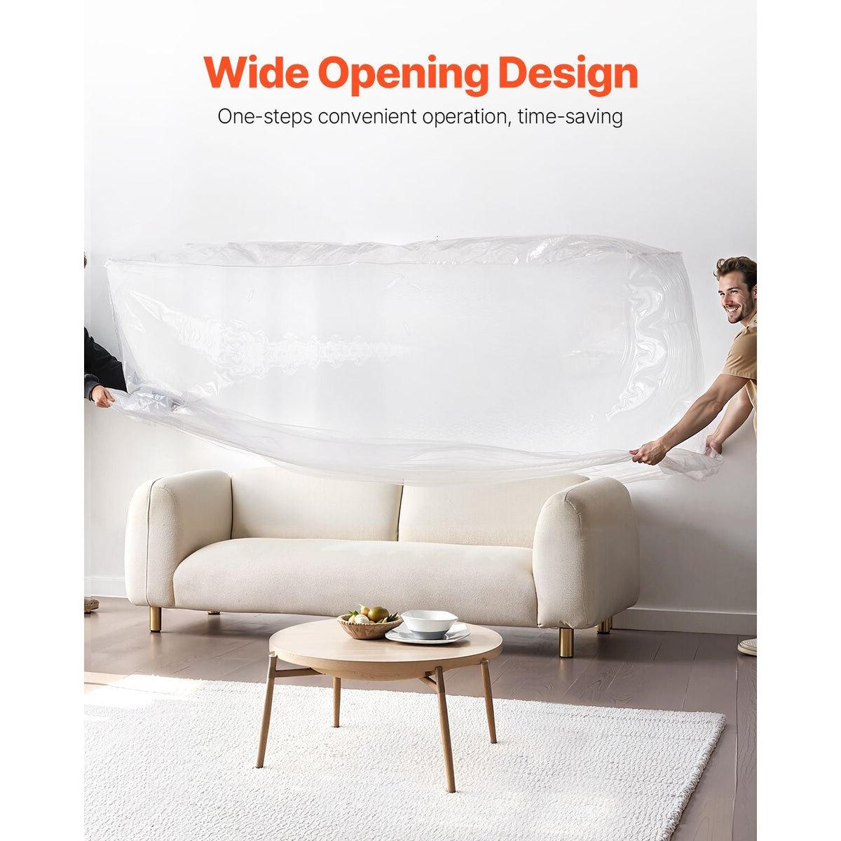 Plastic Couch Cover, 4 Mil Thickened Sofa Cover for Moving, Heavy-Duty Clear Couch Cover with Wide Opening Design, Wear-Resistant & Waterproof Plastic Shield Covers for Couch, 92 x 62 x 42 inch
