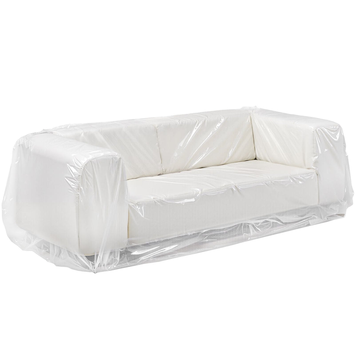 Plastic Couch Cover, 4 Mil Thickened Sofa Cover for Moving, Heavy-Duty Clear Couch Cover with Wide Opening Design, Wear-Resistant & Waterproof Plastic Shield Covers for Couch, 92 x 62 x 42 inch