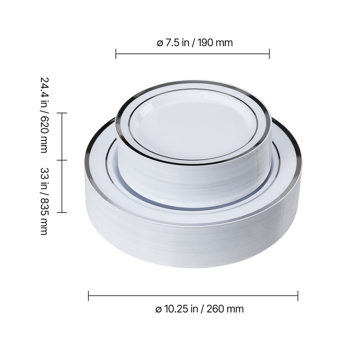 Plastic Disposable Plates, 350 Pcs Plastic Dinnerware Set, Include 50 Dinner Plates, 50 Dessert Plates, 50 Pre-Rolled Napkins, 50 Forks, 50 Knives, 50 Spoons, and 50 Cups, for Party and Wedding