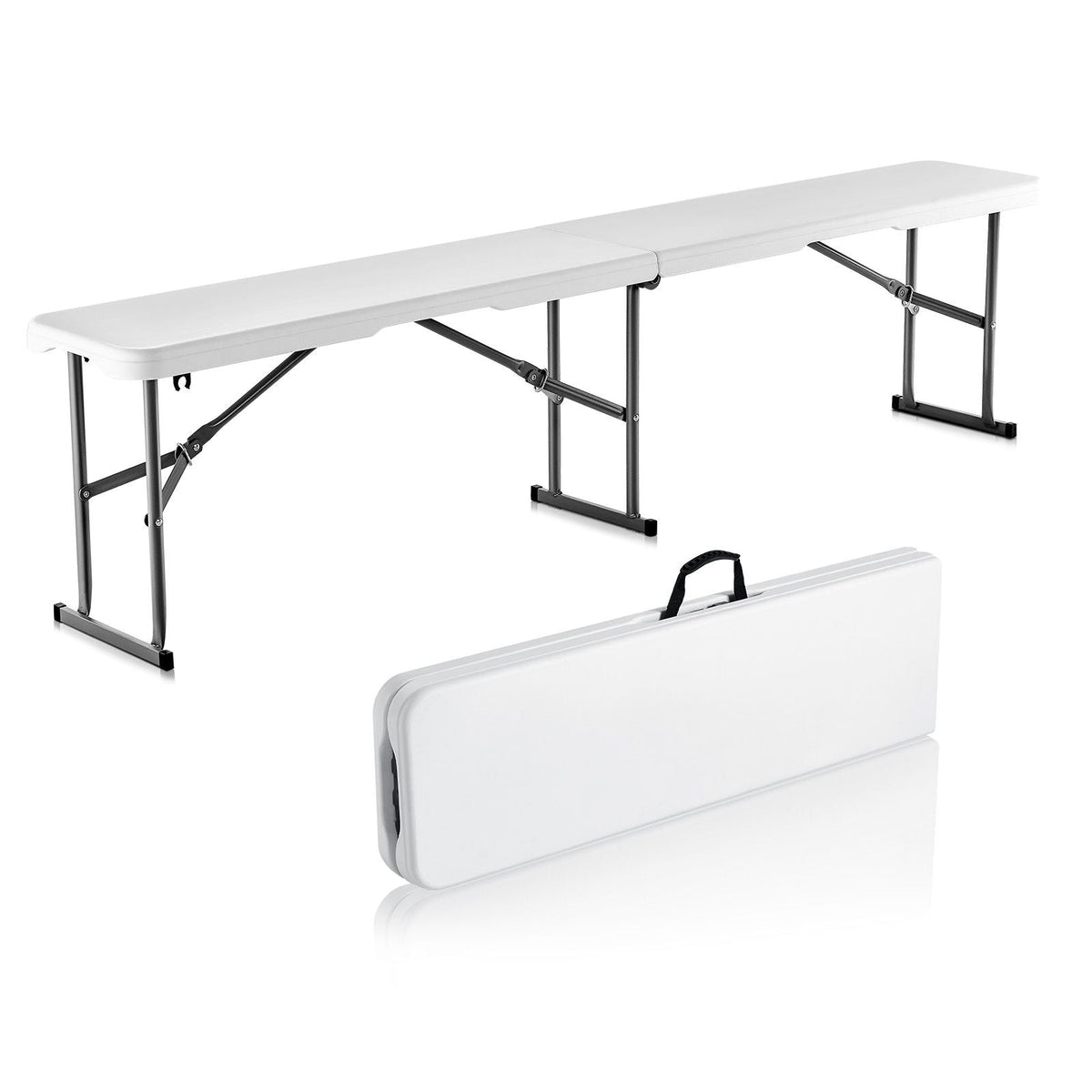 Plastic Folding Bench, 6 ft Portable Bench for Indoor/Outdoor Picnic Party Patio Camping Dining, Foldable Smooth HDPE Seat for Garden Soccer Multipurpose Entertaining Activities, 1 Pack, White