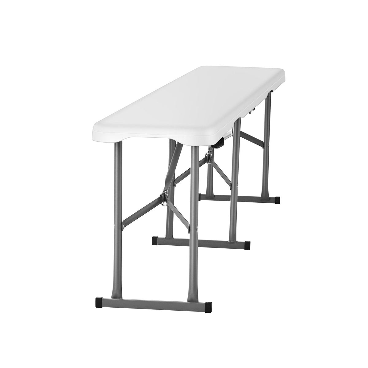 Plastic Folding Bench, 6 ft Portable Bench for Indoor/Outdoor Picnic Party Patio Camping Dining, Foldable Smooth HDPE Seat for Garden Soccer Multipurpose Entertaining Activities, 1 Pack, White