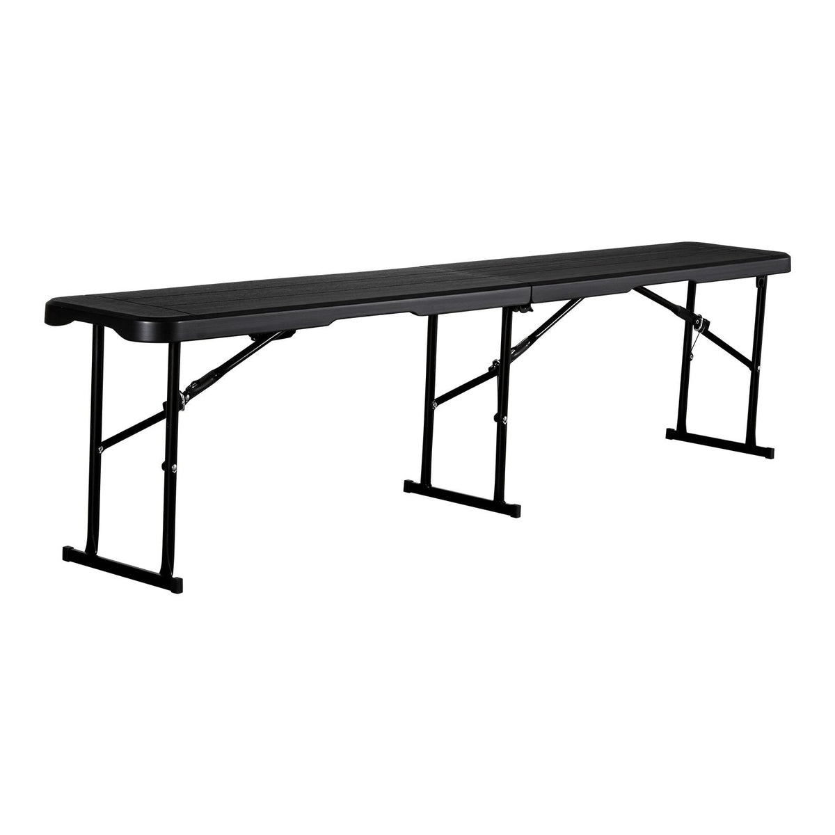 Plastic Folding Bench, 6 ft Portable Bench for Outdoor Picnic Party Camping Dining, Foldable Smooth HDPE Seat for Garden Soccer Multipurpose Entertaining Activities, 2 Pack, 2 Carry Bags, Black