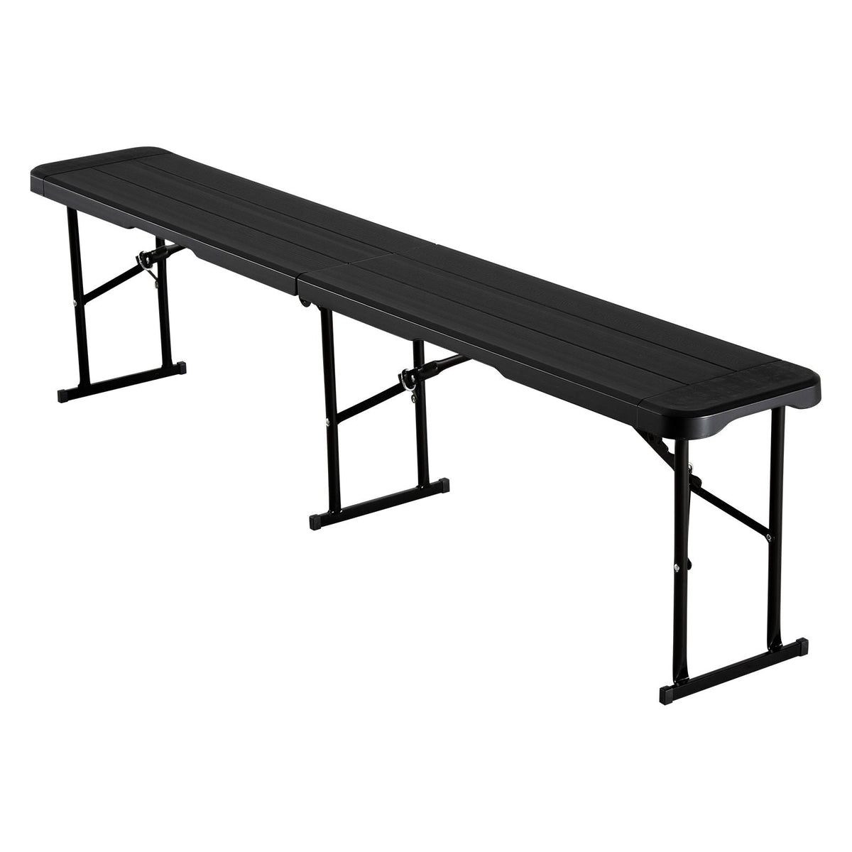 Plastic Folding Bench, 6 ft Portable Bench for Outdoor Picnic Party Camping Dining, Foldable Smooth HDPE Seat for Garden Soccer Multipurpose Entertaining Activities, 2 Pack, 2 Carry Bags, Black