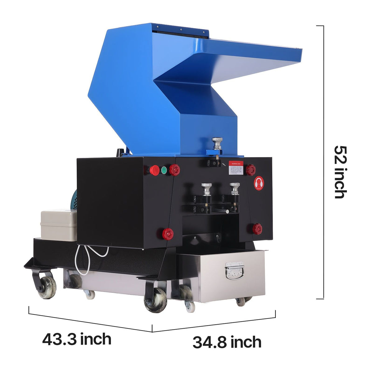 Plastic Shredder Crusher, 10HP/7.5KW Plastic Bottle Grinder Granulator, 250-450kg/h Capacity Pulverizer Recycling Machine with Wheels, SDK-11 Blade & 10mm Mesh for PVC PTFE (220V 60Hz 3-Phase)