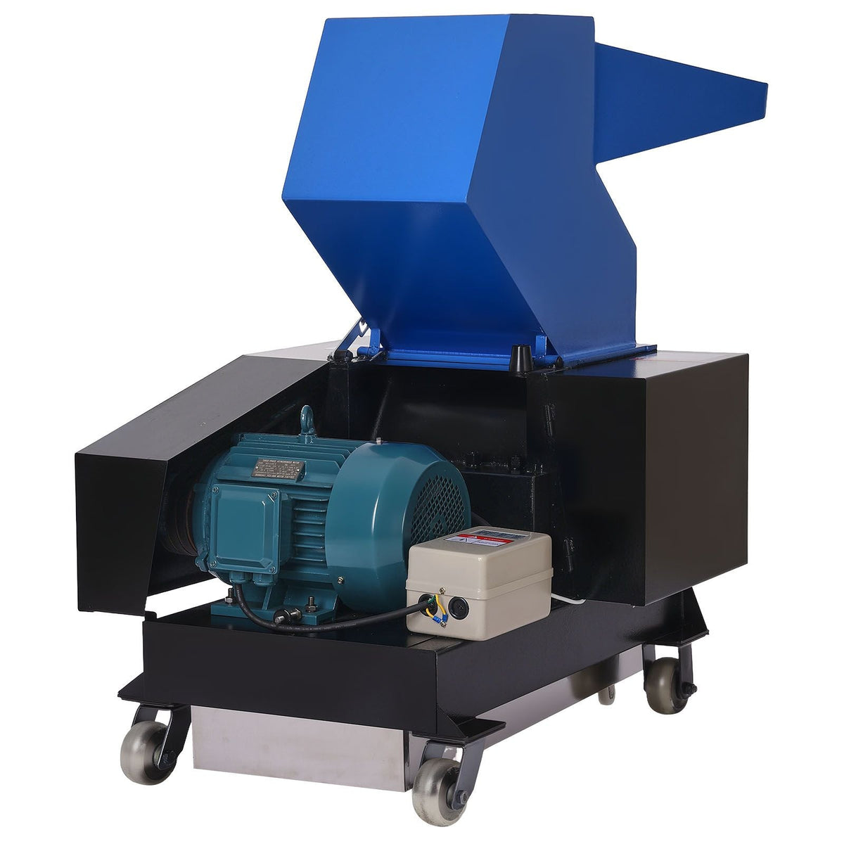 Plastic Shredder Crusher, 10HP/7.5KW Plastic Bottle Grinder Granulator, 250-450kg/h Capacity Pulverizer Recycling Machine with Wheels, SDK-11 Blade & 10mm Mesh for PVC PTFE (220V 60Hz 3-Phase)