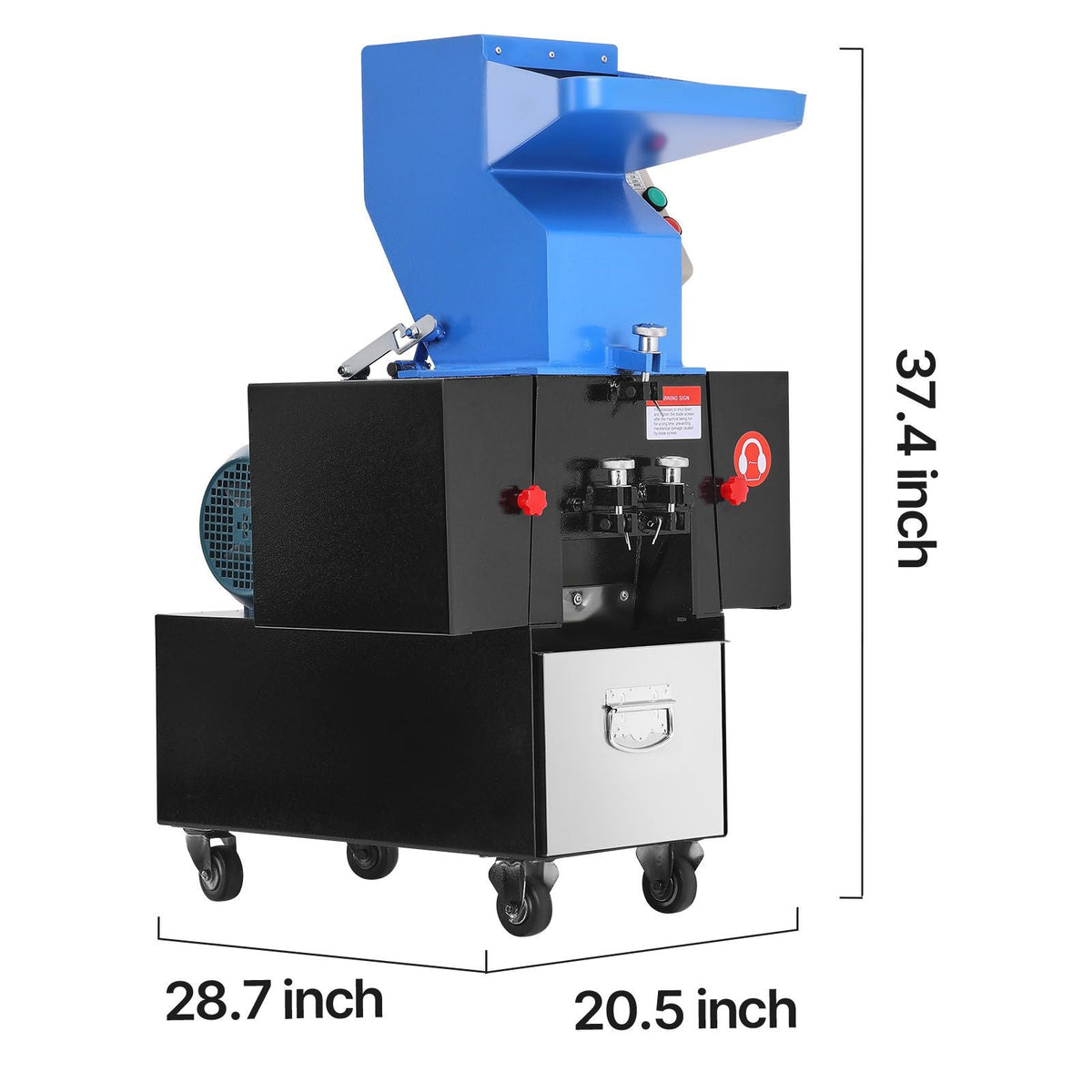 Plastic Shredder Crusher, 3HP/2.2KW Plastic Bottle Grinder Granulator, 100-150kg/h Capacity Pulverizer Recycling Machine with Wheels, SDK-11 Blade & 6mm Mesh for PVC ABS PTFE (220V 60Hz 3-Phase)