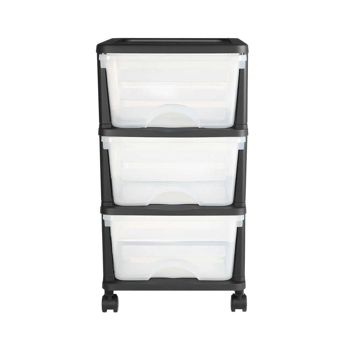 Plastic Storage Drawers Cart, 3 Drawers Storage Organizer with Wheels, Rolling Closet Organization and Storage Dividers, Dresser Organizer Clear Bins for Office Supplies, Craft Rooms, Classrooms