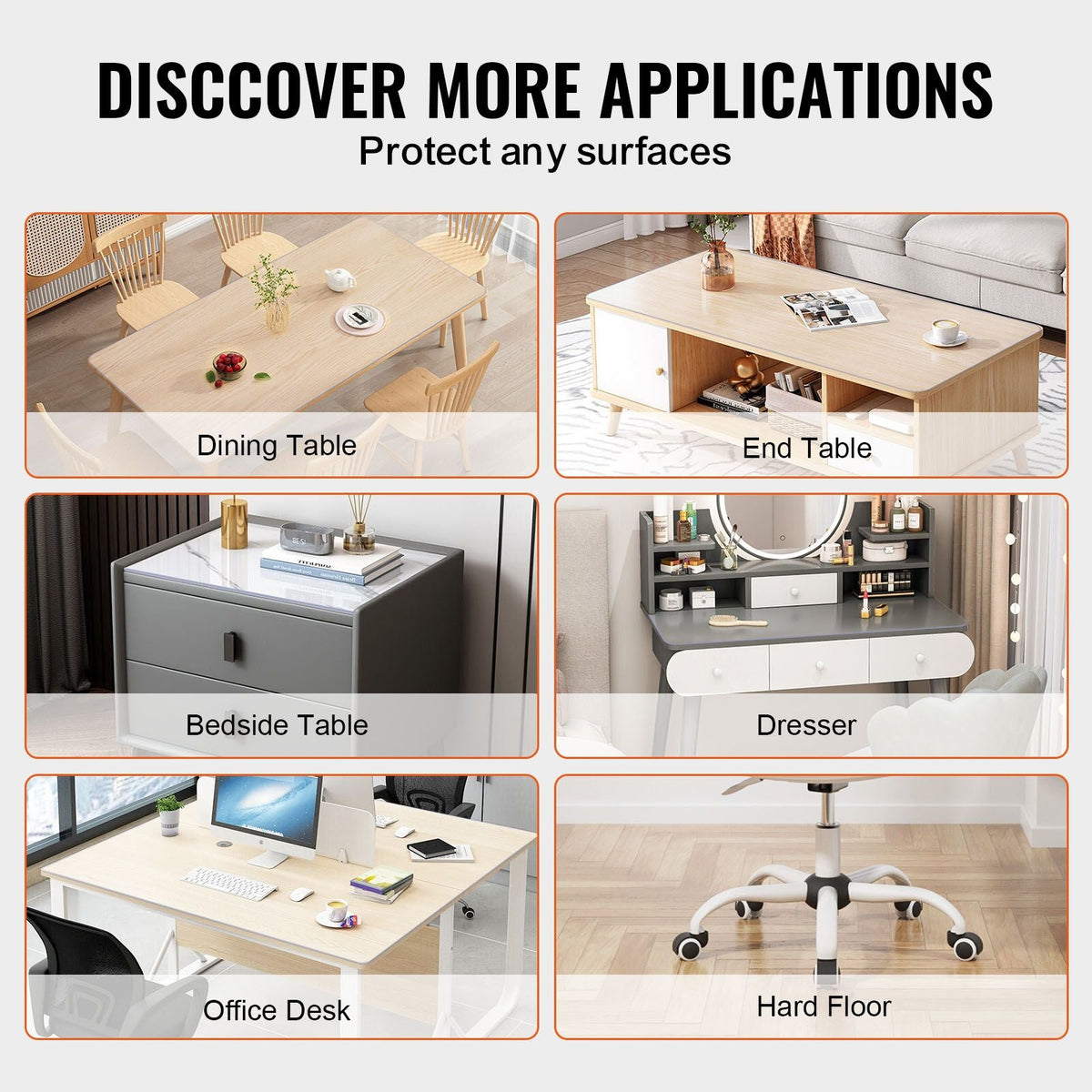 Plastic Table Cover, 14 x 24 Inch 1.5 mm Thick Clear Table Protector, Rectangle PVC Desk Mat, Waterproof & Easy Cleaning Desk Pad Tablecloth, for Office Dresser Dining Room Table Night Stand