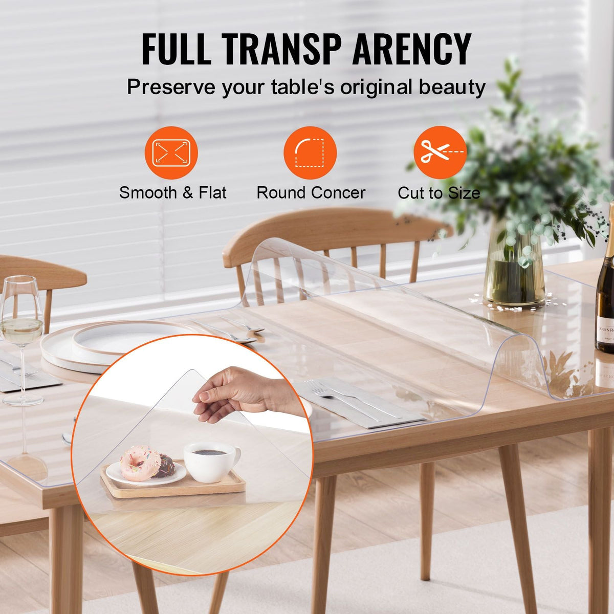 Plastic Table Cover, 14 x 24 Inch 1.5 mm Thick Clear Table Protector, Rectangle PVC Desk Mat, Waterproof & Easy Cleaning Desk Pad Tablecloth, for Office Dresser Dining Room Table Night Stand