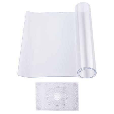 Plastic Table Cover, 14 x 24 Inch 1.5 mm Thick Clear Table Protector, Rectangle PVC Desk Mat, Waterproof & Easy Cleaning Desk Pad Tablecloth, for Office Dresser Dining Room Table Night Stand
