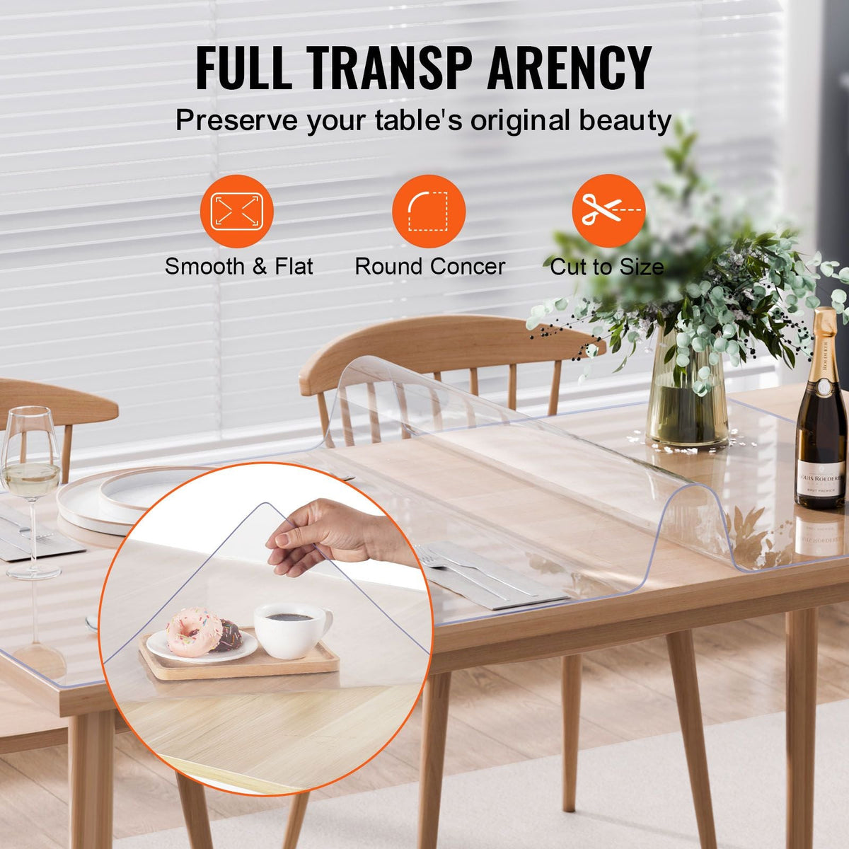 Plastic Table Cover, 24 x 48 Inch 2.0 mm Thick Clear Table Protector, Rectangle PVC Desk Mat, Waterproof & Easy Cleaning Desk Pad Tablecloth, for Office Dresser Dining Room Table Night Stand