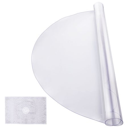 Plastic Table Cover, 42 x 42 Inch 2.0 mm Thick Clear Table Protector, Round PVC Desk Mat, Waterproof & Easy Cleaning Desk Pad Tablecloth, for Office Dresser Dining Room Table Night Stand