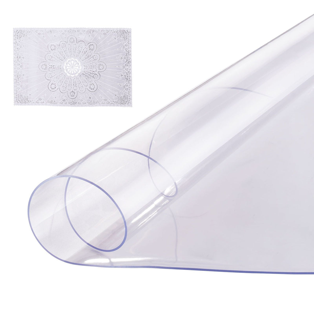 Plastic Table Cover, 42 x 42 Inch 2.0 mm Thick Clear Table Protector, Round PVC Desk Mat, Waterproof & Easy Cleaning Desk Pad Tablecloth, for Office Dresser Dining Room Table Night Stand