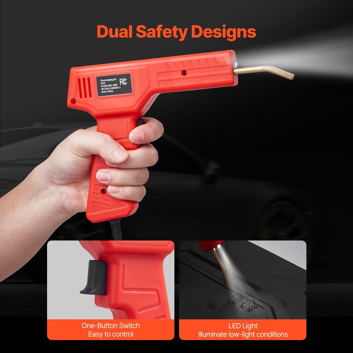 Plastic Welder, 100W Plastic Welding Gun with 800PCS Hot Staples, Professional Hot Staple Welding Gun, Plastic Car Bumper Repair Kit with LED Light for Kayak, Toys, Plastic Crack Repair