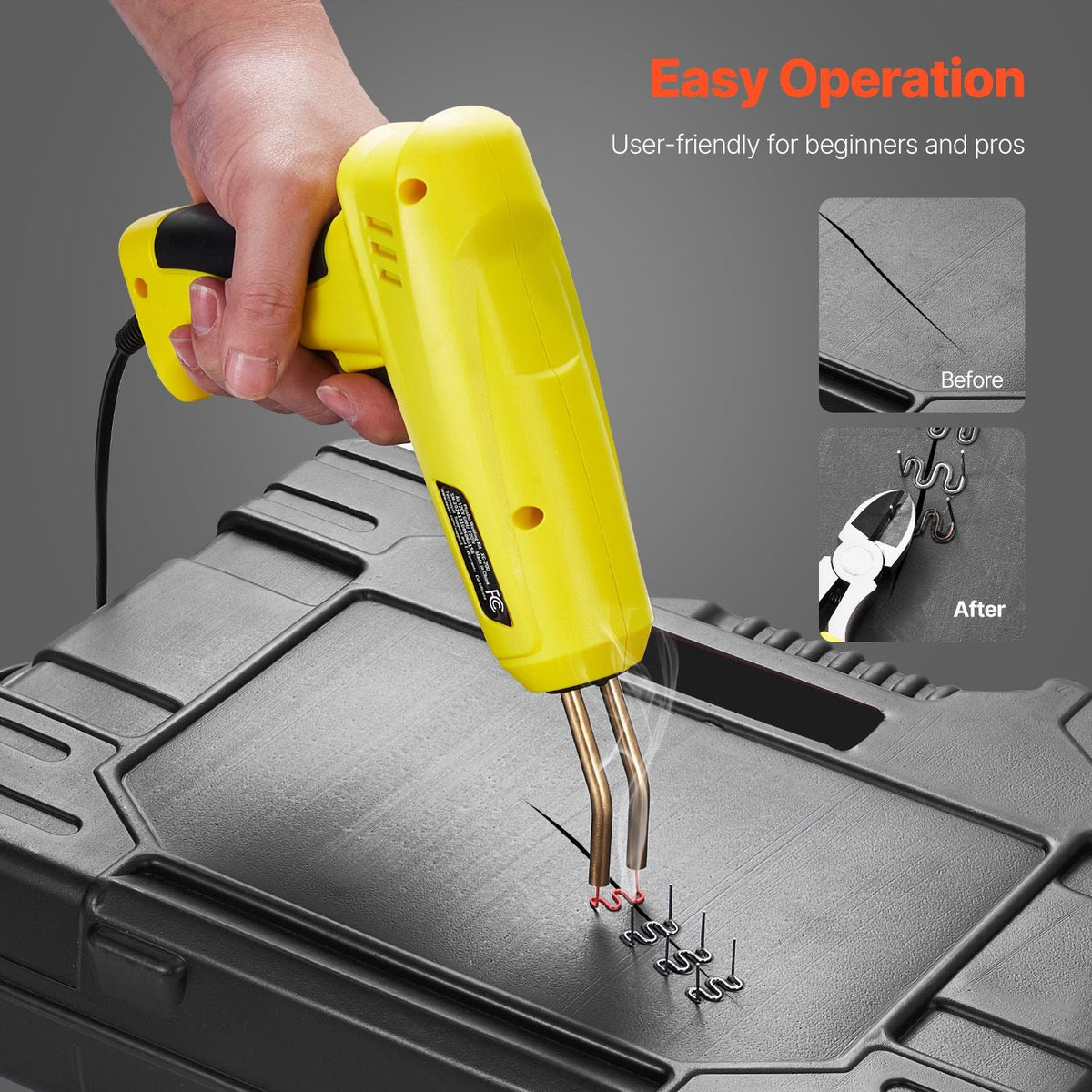 Plastic Welding Kit, 220W Plastic Welder Gun with 800PCS Hot Staples & 56PCS Welding Rods, Professional Hot Staple Welding Gun with LED Light, Carrying Case for Kayak, Toys, Car Bumper Repair