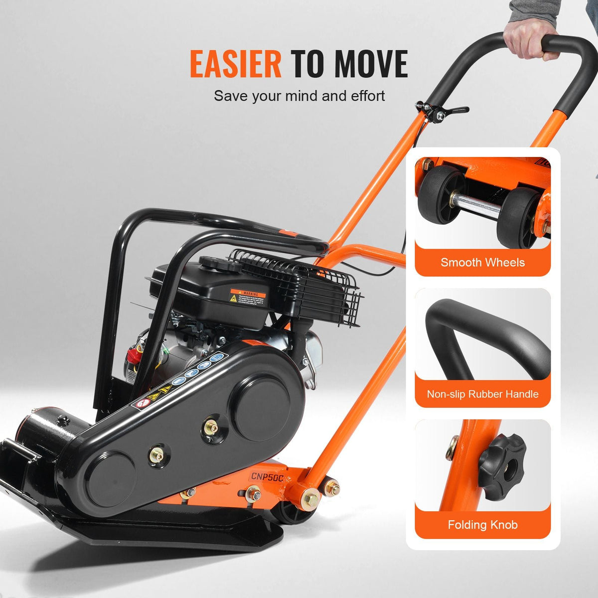 Plate Compactor, 2.8 HP 98CC Gas Engine 5,250 RPM, 1,920 lbs Force Vibratory Compaction Tamper with 18.7 x 11.8 inch Plate for Walkways, Patios, Asphalts, Paver Landscaping, EPA Compliant