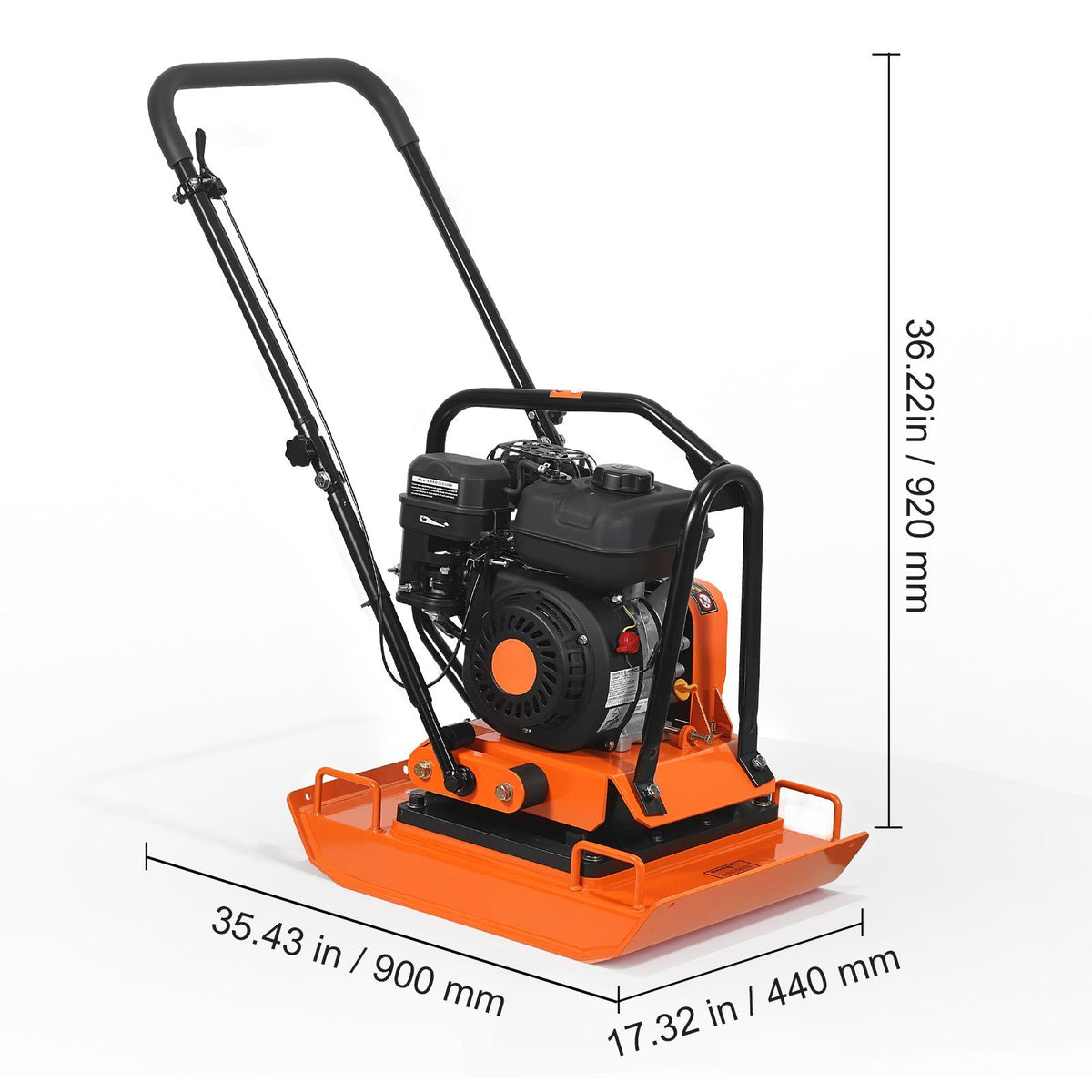 Plate Compactor, 7 HP 196CC Gas Engine, 5400 VPM Vibrating Ground Rammer, 4440 lbs Compaction Force, 23 x 18 in Plate, Walk Behind Compactor for Paver Landscaping, Asphalt, Foundation, Soil