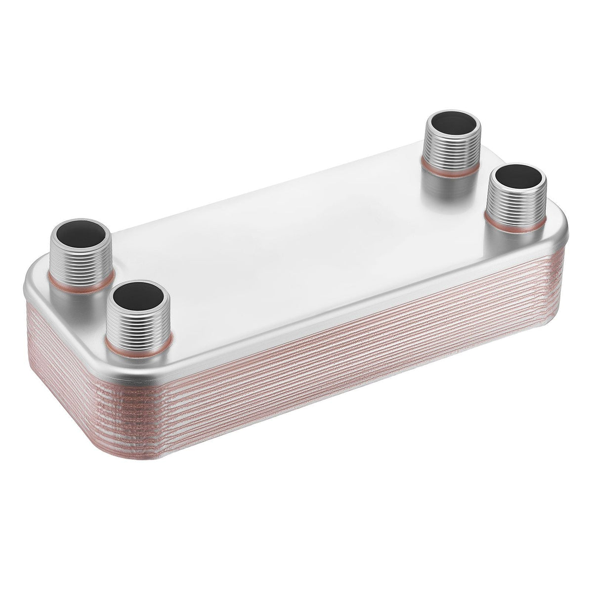 Plate Heat Exchanger, 5 x 12 in Brazed Plate Water to Water Heat Exchanger with 20 Plates, Mounting Bracket, Sturdy Stainless Steel Construction, 170-330K BTU for Boiler, Radiant Floor Heating